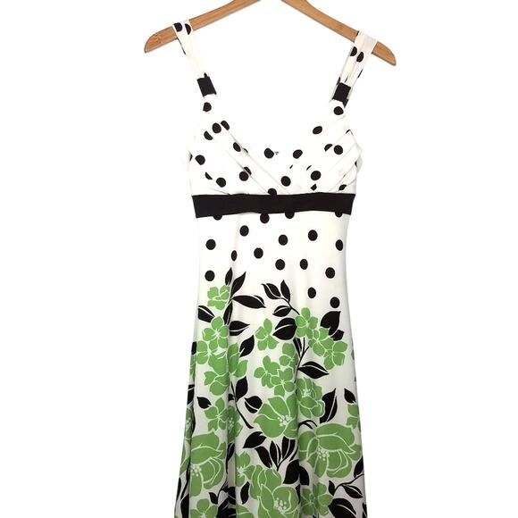 Trixxi | Floral Polka Dot Pattern Sun Dress White Green Small - Picture 1 of 7